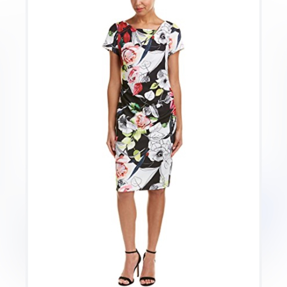 Adrianna Papell Women’s 12 Knit Crepe Floral Sheath Dress, Adrianna Papell Dress
